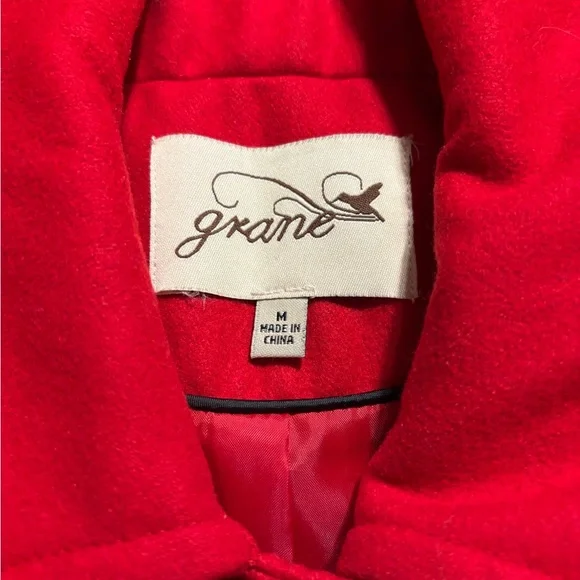 Grane Bold Red Pea Coat - Picture 2 of 8